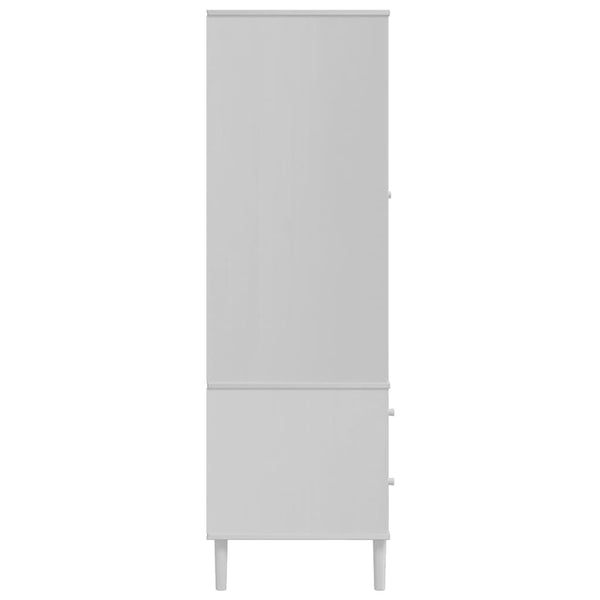 Kleiderschrank SENJA Rattan Weiß Kiefer 90x175 cm
