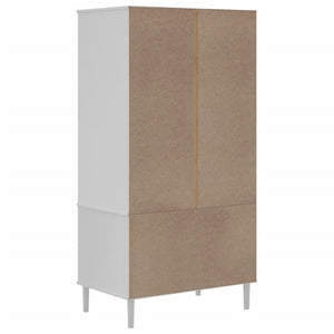 Kleiderschrank SENJA Rattan Weiß Kiefer 90x175 cm