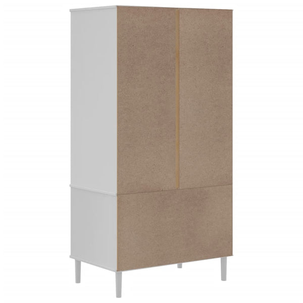 Kleiderschrank SENJA Rattan Weiß Kiefer 90x175 cm