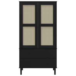 Kleiderschrank Schwarz Rattan-Optik 90x55x175 cm