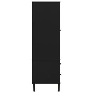 Kleiderschrank Schwarz Rattan-Optik 90x55x175 cm