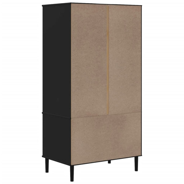 Kleiderschrank Schwarz Rattan-Optik 90x55x175 cm
