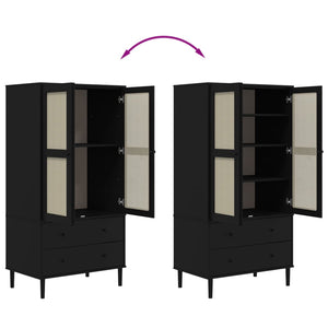 Kleiderschrank Schwarz Rattan-Optik 90x55x175 cm