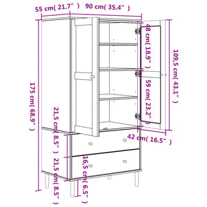Kleiderschrank Schwarz Rattan-Optik 90x55x175 cm
