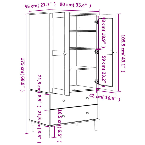 Kleiderschrank Schwarz Rattan-Optik 90x55x175 cm