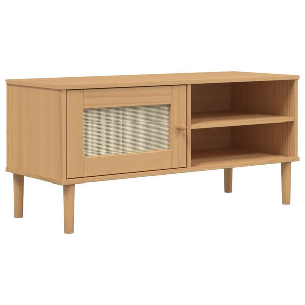TV-Schrank Kiefer Rattan-Optik Braun