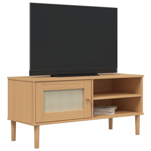 TV-Schrank Kiefer Rattan-Optik Braun