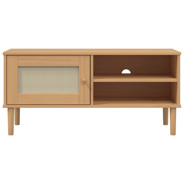 TV-Schrank Kiefer Rattan-Optik Braun