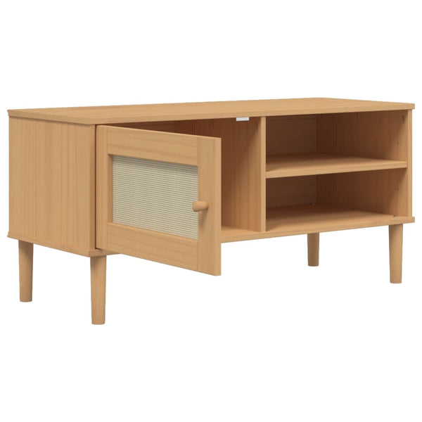 TV-Schrank Kiefer Rattan-Optik Braun