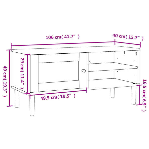TV-Schrank Kiefer Rattan-Optik Braun
