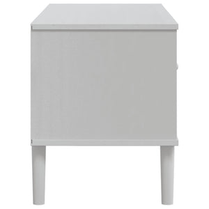 TV-Schrank Weiß Rattan-Optik Kiefernholz 106 cm