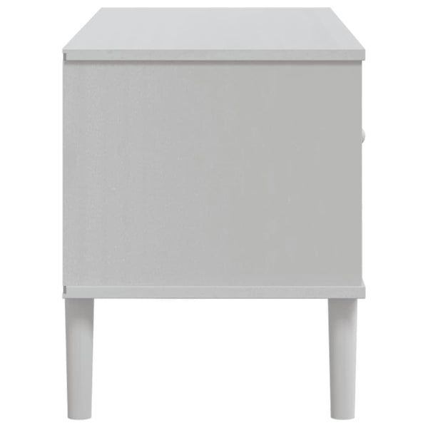 TV-Schrank Weiß Rattan-Optik Kiefernholz 106 cm
