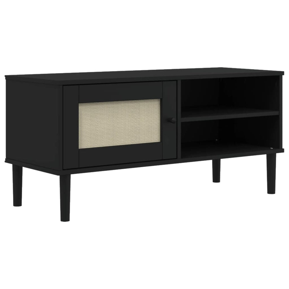 TV-Schrank Schwarz Rattan-Optik 106 cm