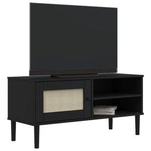 TV-Schrank Schwarz Rattan-Optik 106 cm