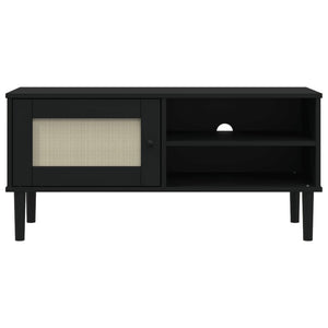 TV-Schrank Schwarz Rattan-Optik 106 cm