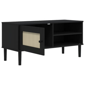 TV-Schrank Schwarz Rattan-Optik 106 cm