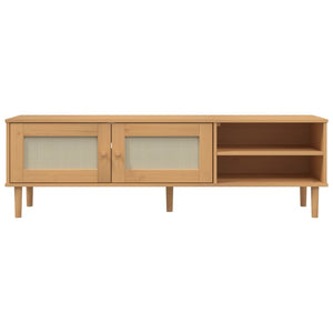 TV-Schrank Braun Rattan-Optik Kiefer 158 cm