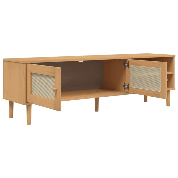 TV-Schrank Braun Rattan-Optik Kiefer 158 cm