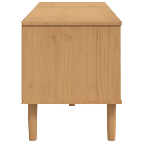 TV-Schrank Braun Rattan-Optik Kiefer 158 cm