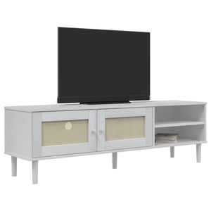 TV-Schrank SENJA Rattan Optik Weiß 158cm