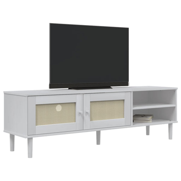 TV-Schrank SENJA Rattan Optik Weiß 158cm