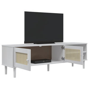TV-Schrank SENJA Rattan Optik Weiß 158cm
