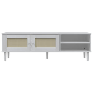 TV-Schrank SENJA Rattan Optik Weiß 158cm