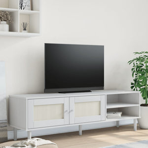 TV-Schrank SENJA Rattan Optik Weiß 158cm