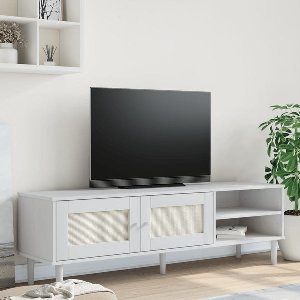TV-Schrank SENJA Rattan Optik Weiß 158cm