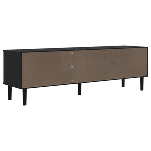 TV-Schrank Schwarz Rattan-Optik 158cm Kiefernholz