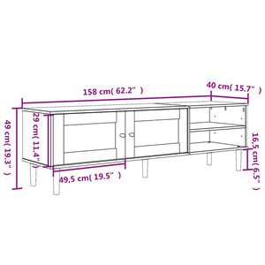 TV-Schrank Schwarz Rattan-Optik 158cm Kiefernholz