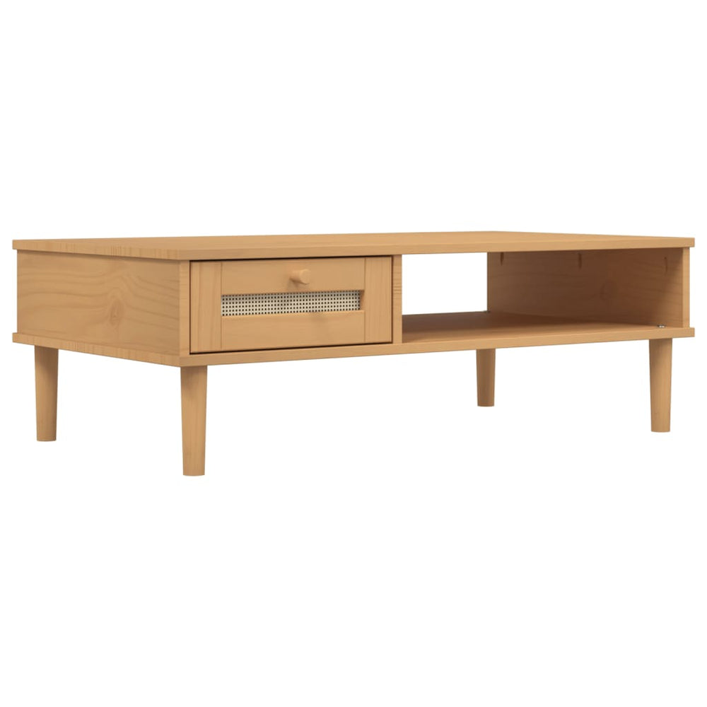 vidaXL Table basse SENJA aspect rotin Marron 100x55x33 cm Bois de pin