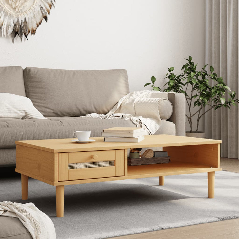 vidaXL Table basse SENJA aspect rotin Marron 100x55x33 cm Bois de pin