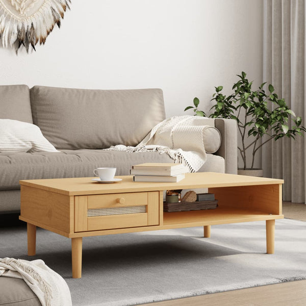 Couchtisch Braun Rattan-Optik 100x55 cm