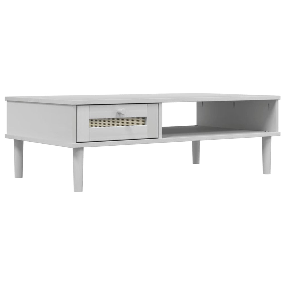 vidaXL Table basse SENJA aspect rotin Blanc 100x55x33 cm Bois de pin