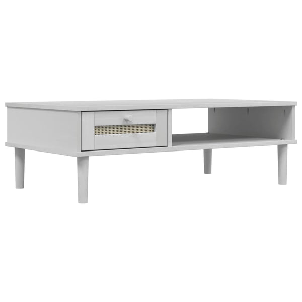 Couchtisch Weiß Rattan-Optik 100x55 cm