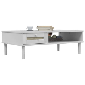 Couchtisch Weiß Rattan-Optik 100x55 cm