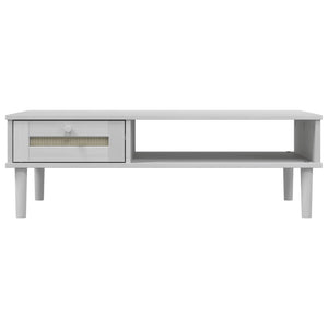 Couchtisch Weiß Rattan-Optik 100x55 cm