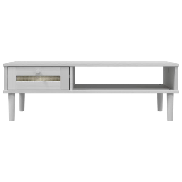 Couchtisch Weiß Rattan-Optik 100x55 cm