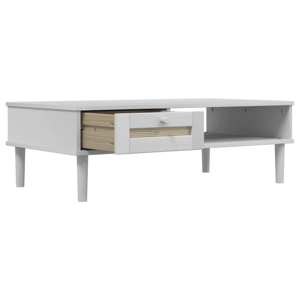 Couchtisch Weiß Rattan-Optik 100x55 cm