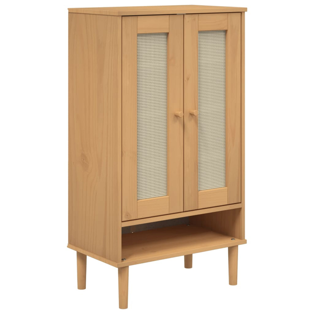 vidaXL Shoe Cabinet SENJA Rattan-Look Brown 59.5x35x107cm Pine Wood