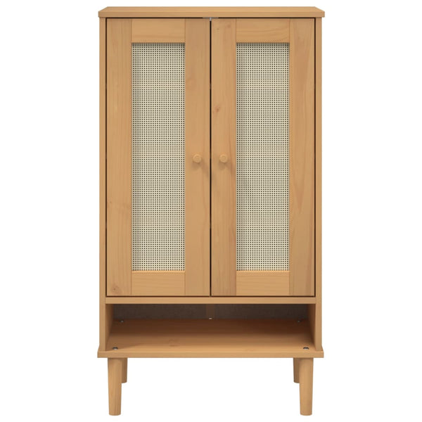 Schuhschrank Braun Rattan-Optik Kiefernholz