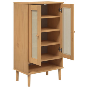 Schuhschrank Braun Rattan-Optik Kiefernholz