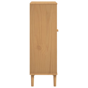 Schuhschrank Braun Rattan-Optik Kiefernholz