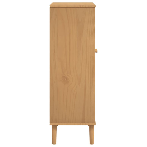 Schuhschrank Braun Rattan-Optik Kiefernholz