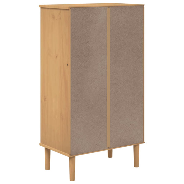 Schuhschrank Braun Rattan-Optik Kiefernholz