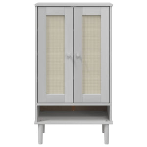 Schuhschrank Weiß Rattan-Optik Kiefernholz