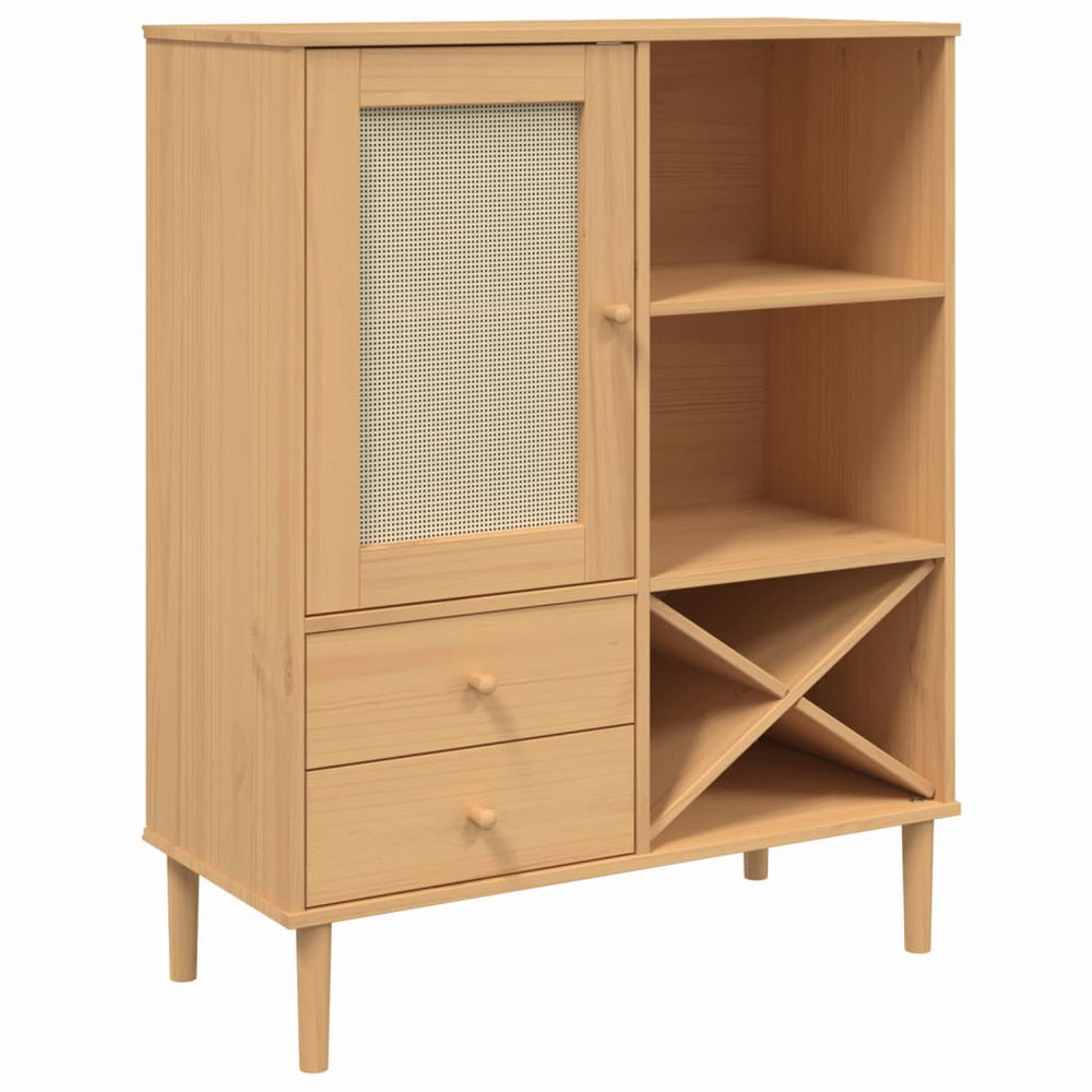vidaXL Highboard SENJA Rattan Look Brown 90x40x112 cm Pine Wood