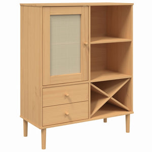Highboard SENJA Rattan-Optik Braun 90x40x112 cm