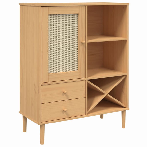 Highboard SENJA Rattan-Optik Braun 90x40x112 cm